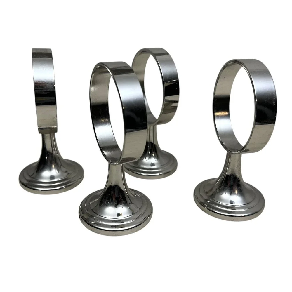 Pottery Barn Mercer Wall Vase Mural Silver Polished Nickel Finish 4.5in Set of 4